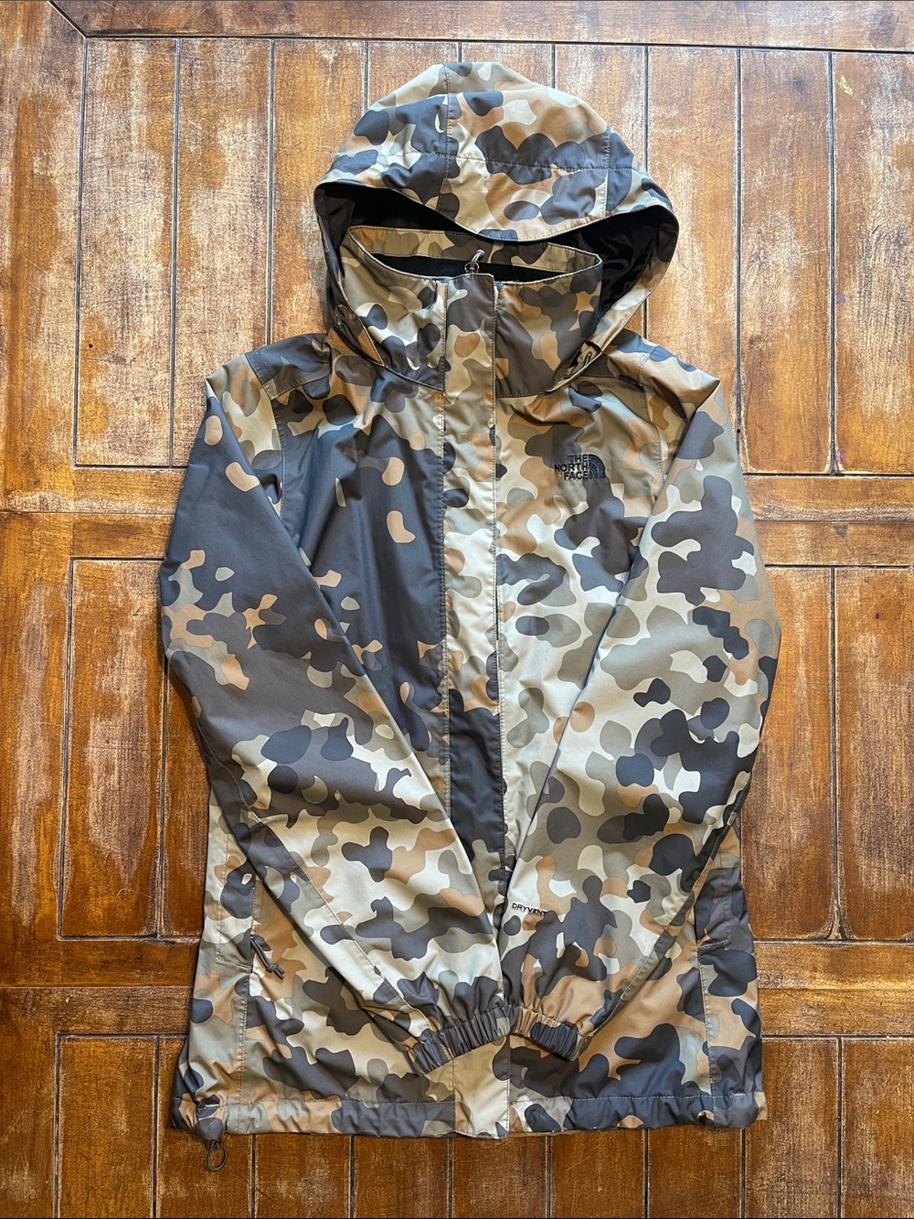 The North Face Women's Camouflage Hooded Rain Jacket - Green/Tan/Black